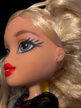 Bratz Cloe (freckles) Fashion Doll with Pink & Blue Striped Dress 2015